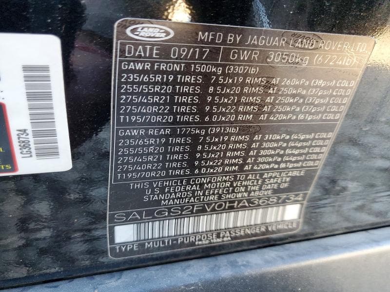 2017 LAND ROVER RANGE ROVER HSE 13