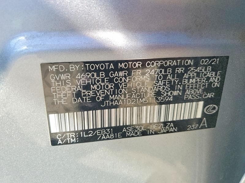 2021 LEXUS IS 300 12