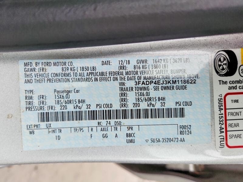 2019 FORD FIESTA SE 13