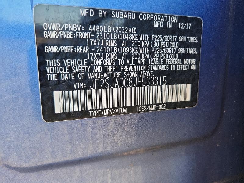 2018 SUBARU FORESTER 2.5I PREMIUM 14