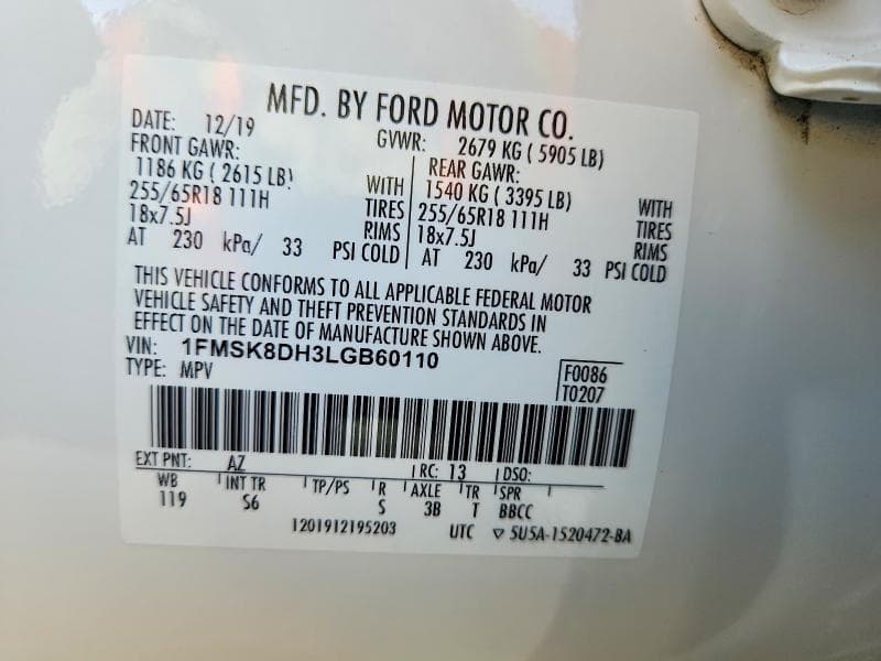 2020 FORD EXPLORER XLT 13