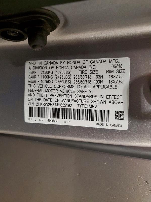 2018 HONDA CR-V EX 14