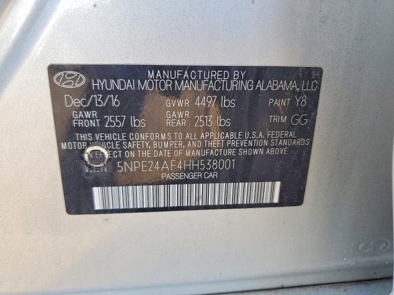2017 HYUNDAI SONATA SE 12