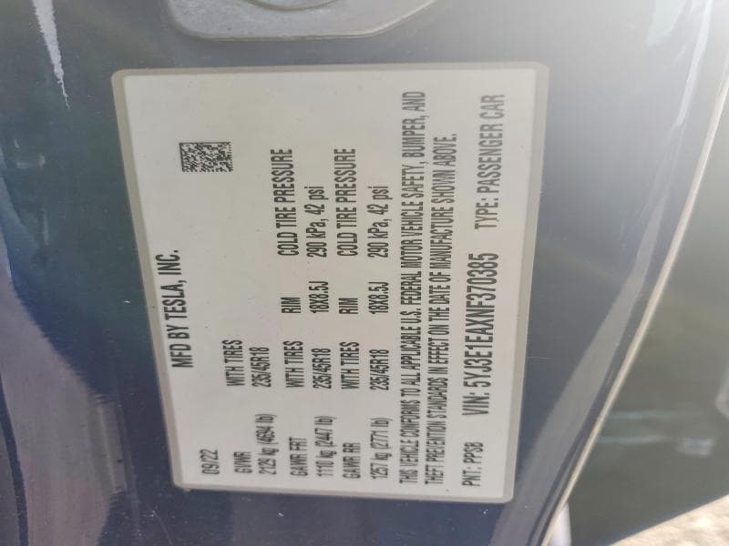 2022 TESLA MODEL 3 13