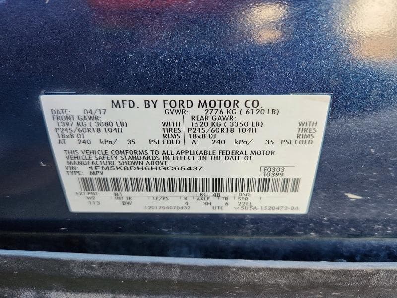 2017 FORD EXPLORER XLT 13
