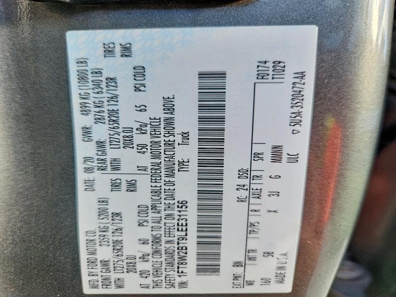 2020 FORD F250 SUPER DUTY 12