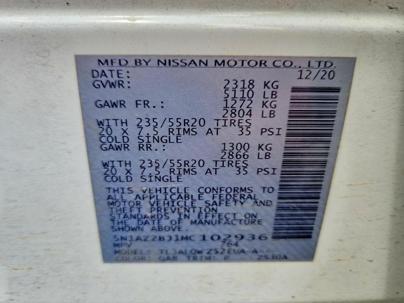 2021 NISSAN MURANO SV 13