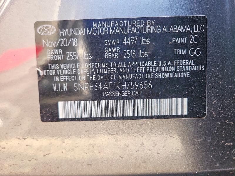 2019 HYUNDAI SONATA SEL 13