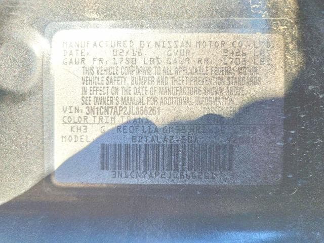 2018 NISSAN VERSA S PLUS 12