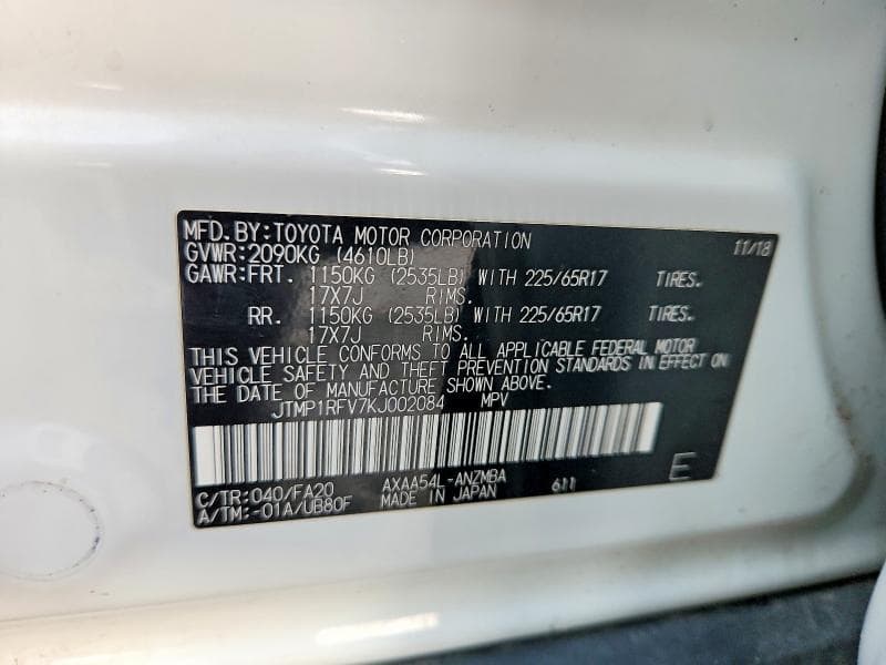 2019 TOYOTA RAV4 XLE 13