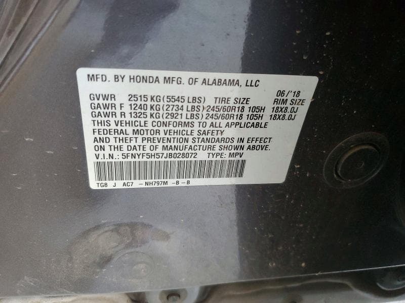2018 HONDA PILOT EXL 14