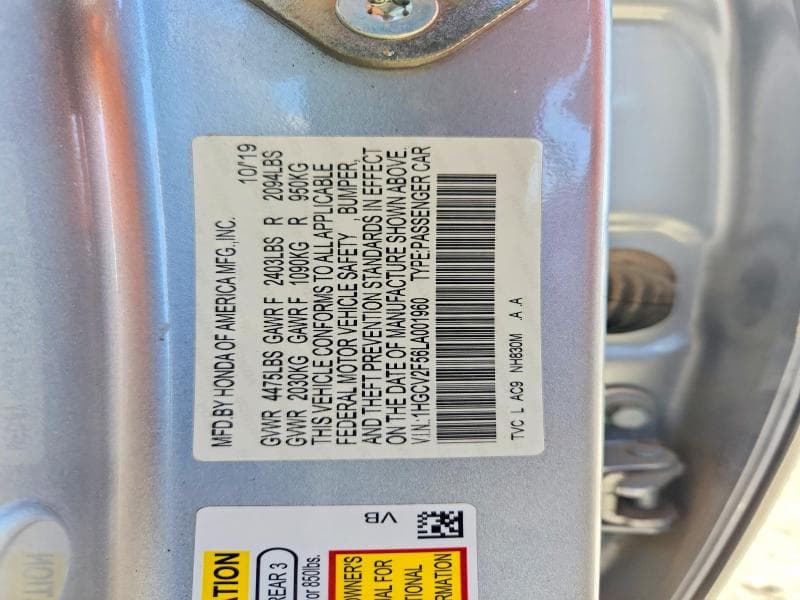 2020 HONDA ACCORD EXL 13