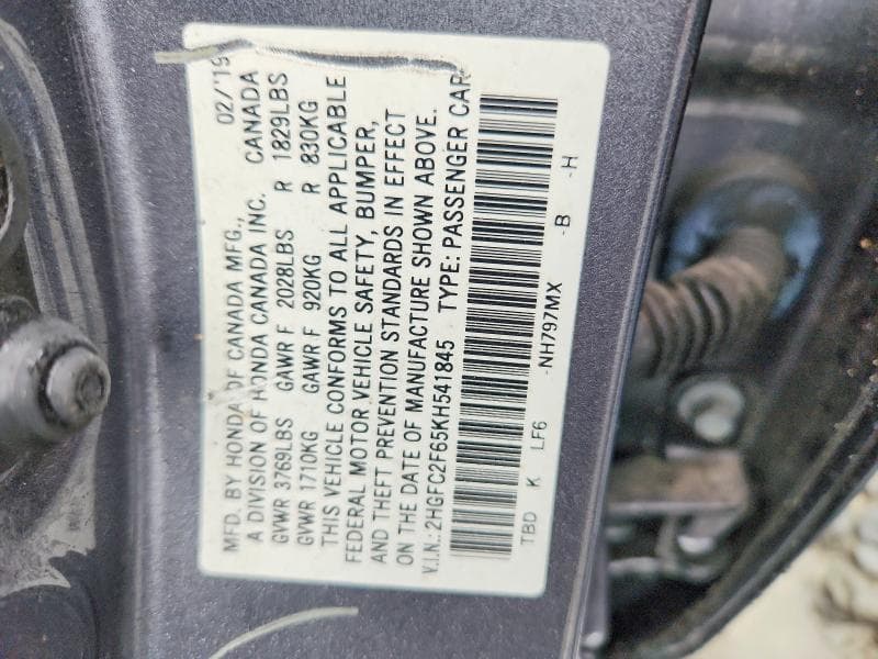 2019 HONDA CIVIC LX 13