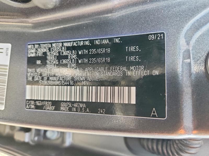 2021 TOYOTA HIGHLANDER LE 13