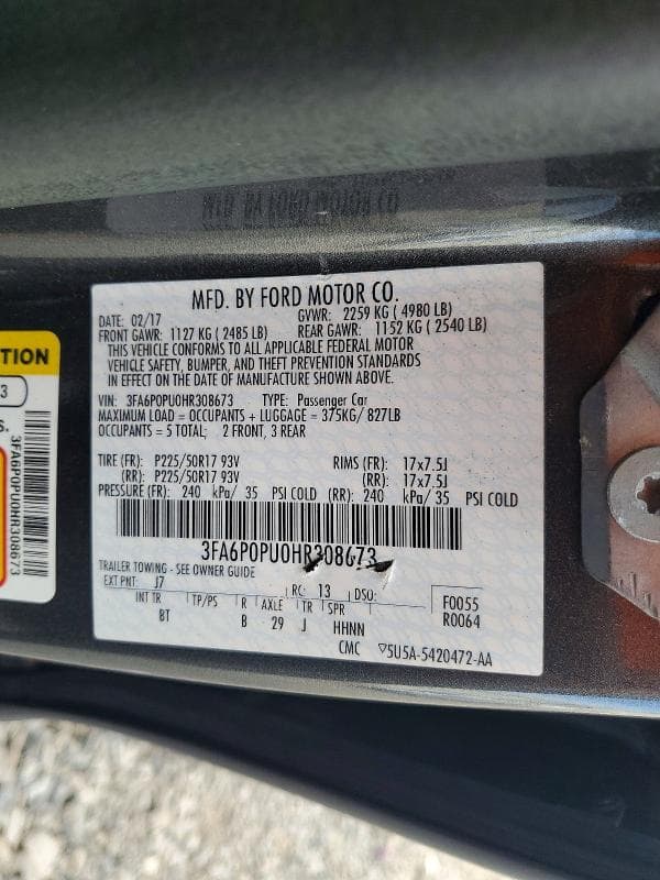 2017 FORD FUSION SE PHEV 12