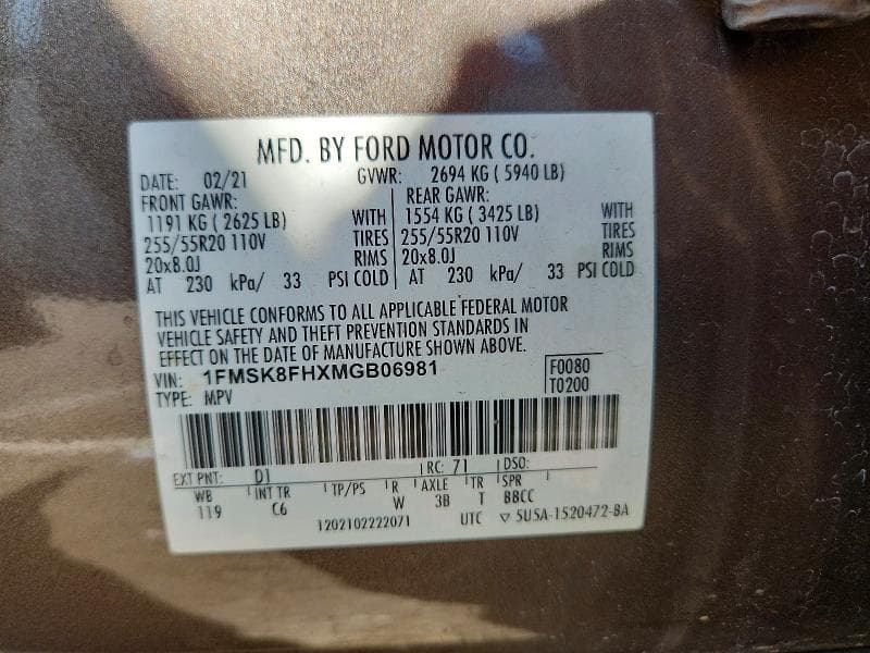 2021 FORD EXPLORER LIMITED 13