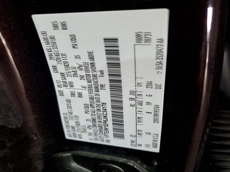 2018 FORD F150 SUPERCREW 12