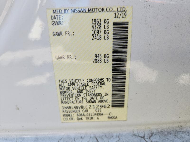 2020 NISSAN ALTIMA S 12