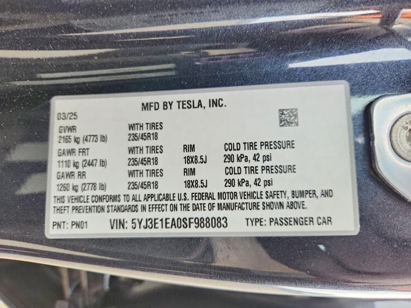 2025 TESLA MODEL 3 13