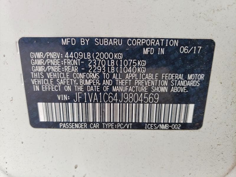 2018 SUBARU WRX PREMIUM 12