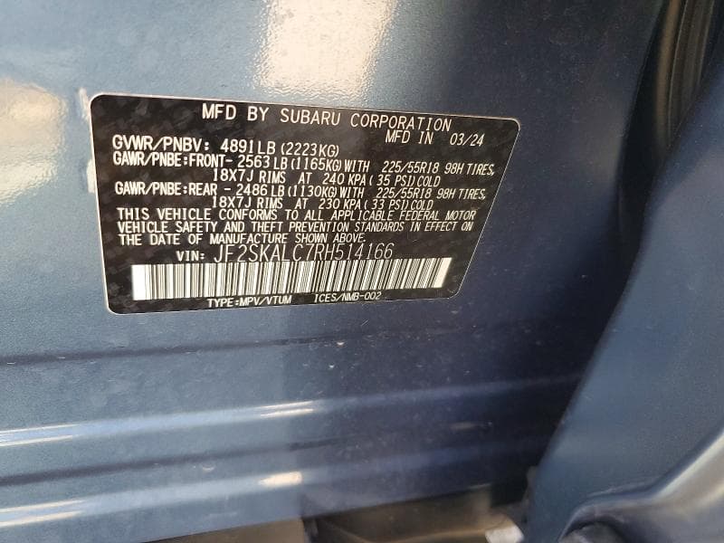 2024 SUBARU FORESTER LIMITED 13