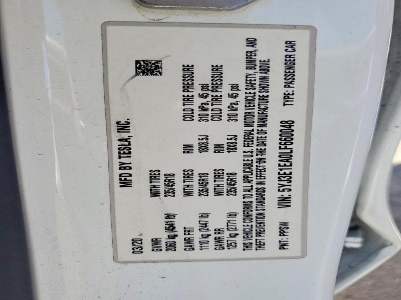 2020 TESLA MODEL 3 12