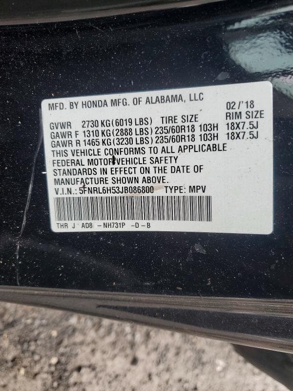 2018 HONDA ODYSSEY EX 14