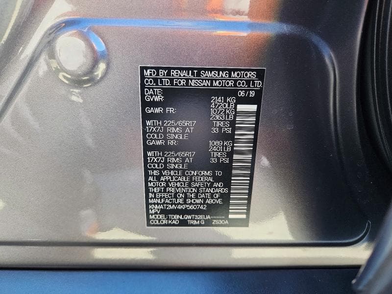 2019 NISSAN ROGUE SV 12