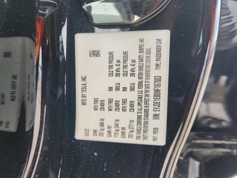 2022 TESLA MODEL 3 14