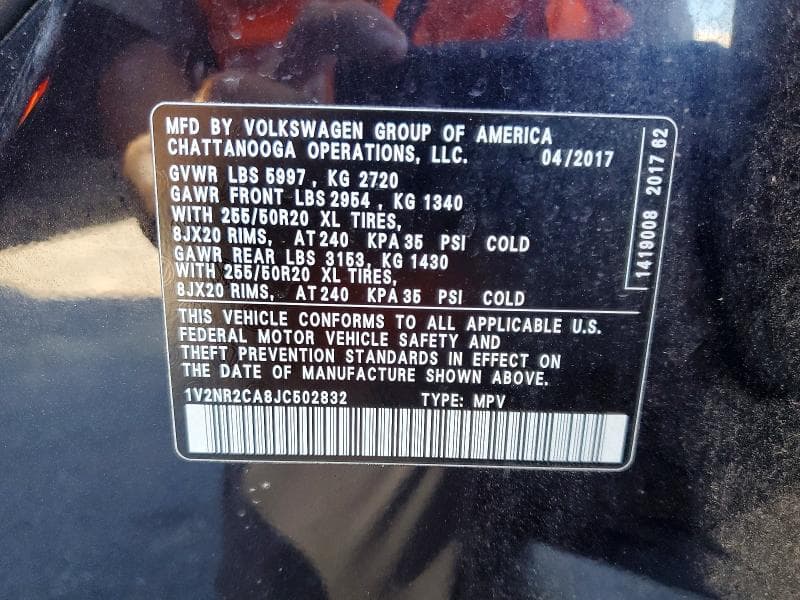 2018 VOLKSWAGEN ATLAS SEL PREMIUM 12