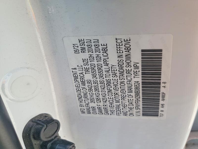 2021 HONDA PILOT SE 13