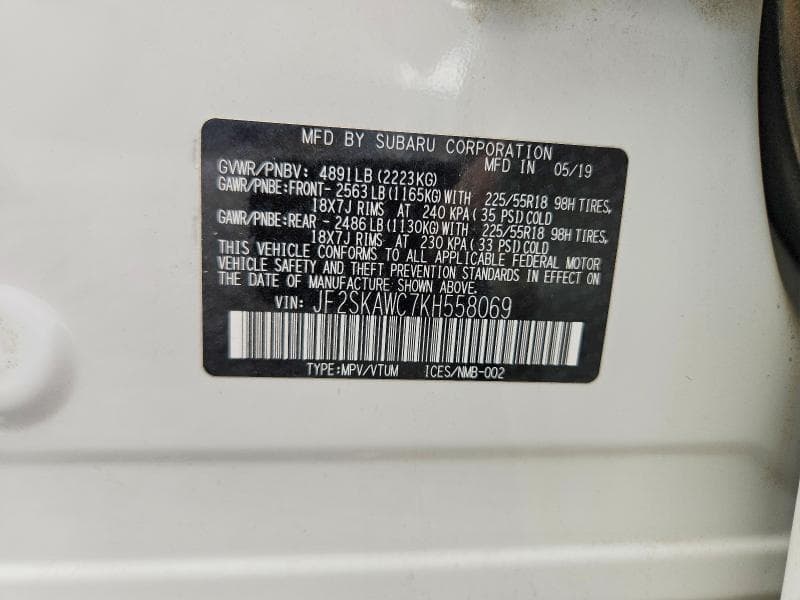 2019 SUBARU FORESTER TOURING 14