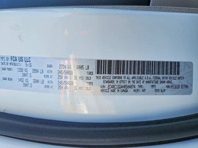 2017 CHRYSLER PACIFICA LIMITED 13