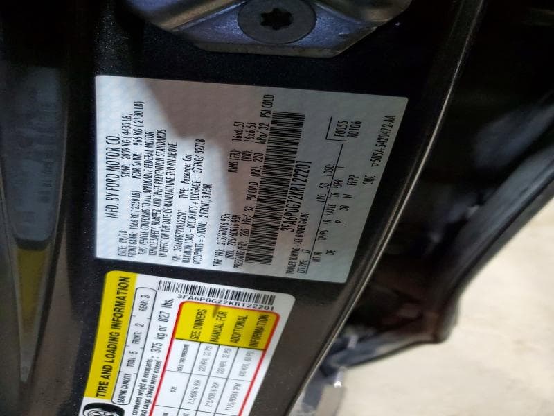 2019 FORD FUSION S 12