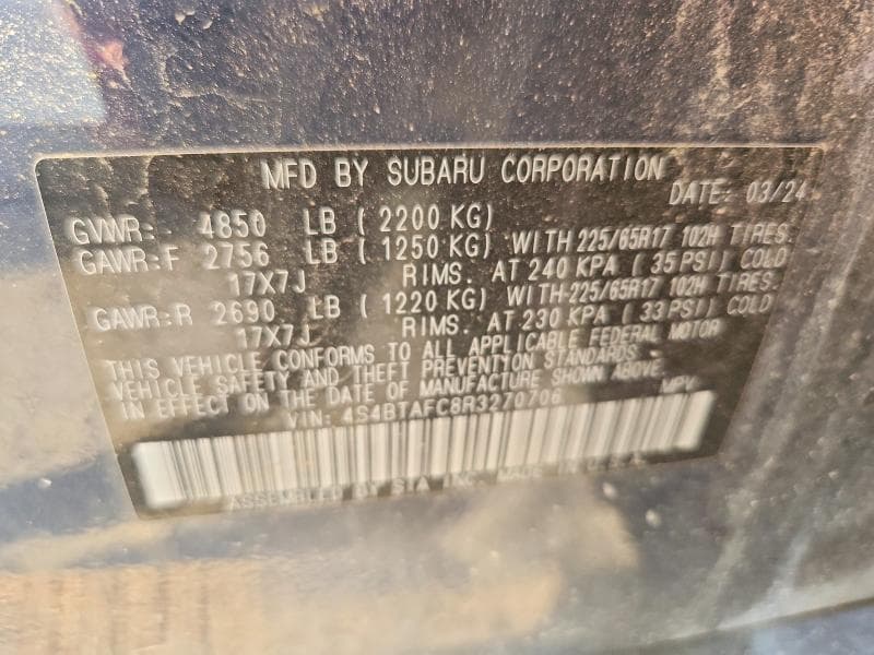 2024 SUBARU OUTBACK PREMIUM 12