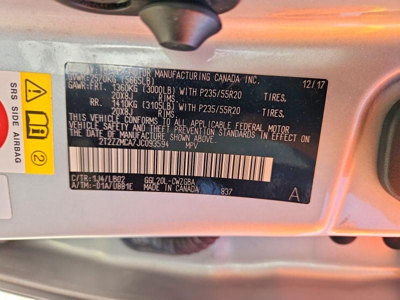 2018 LEXUS RX 350 BASE 14