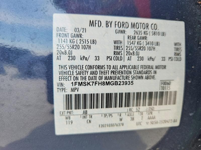 2021 FORD EXPLORER LIMITED 13