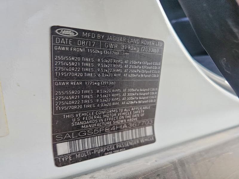 2017 LAND ROVER RANGE ROVER SUPERCHARGED 12