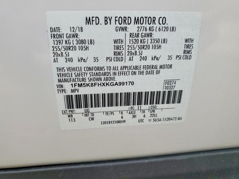 2019 FORD EXPLORER LIMITED 14
