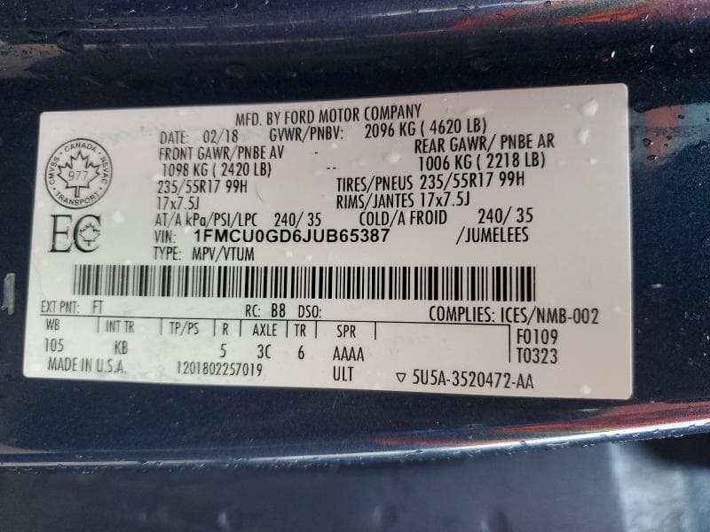 2018 FORD ESCAPE SE 13