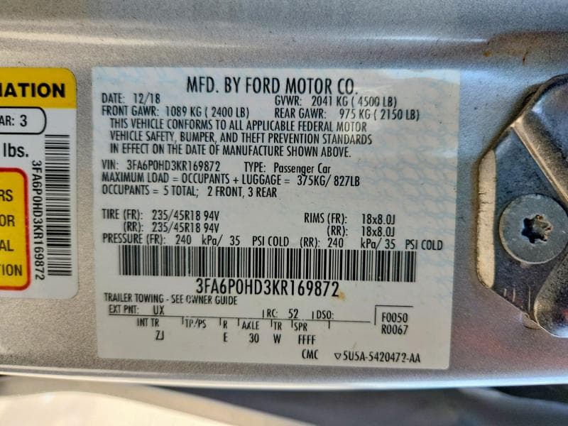 2019 FORD FUSION SE 13