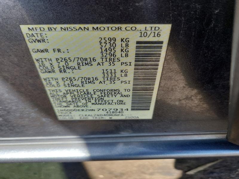 2017 NISSAN FRONTIER SV 13
