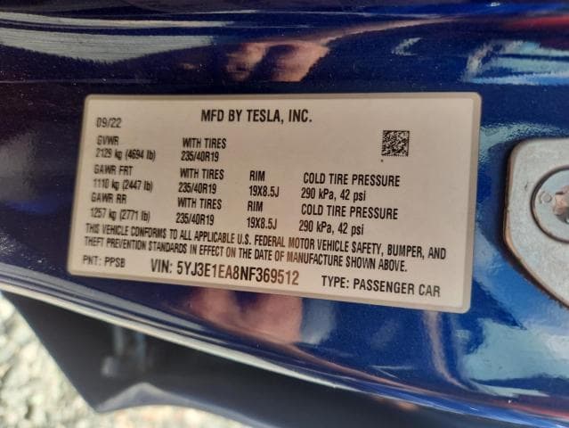 2022 TESLA MODEL 3 12