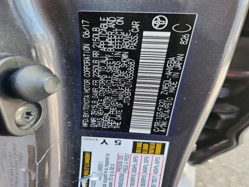 2017 TOYOTA PRIUS TWO 12