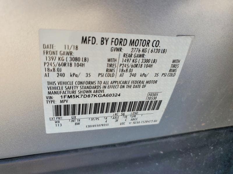 2019 FORD EXPLORER XLT 13