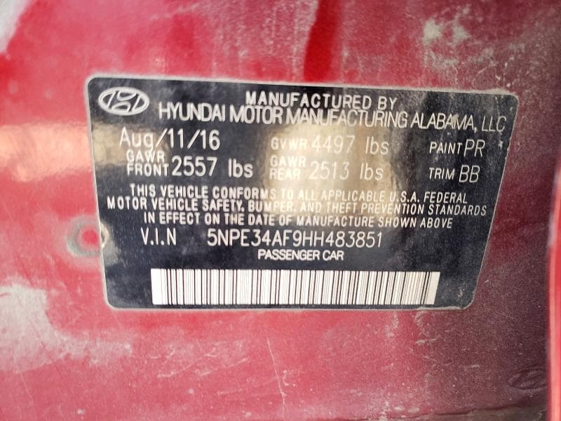 2017 HYUNDAI SONATA SPORT 12