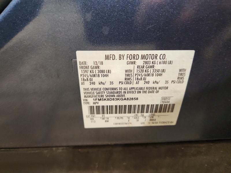 2019 FORD EXPLORER XLT 12