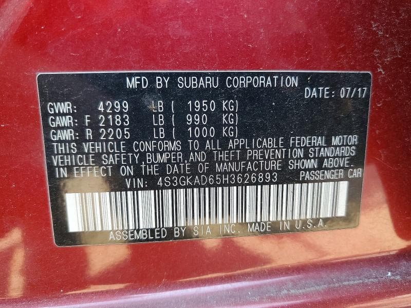 2017 SUBARU IMPREZA PREMIUM PLUS 12