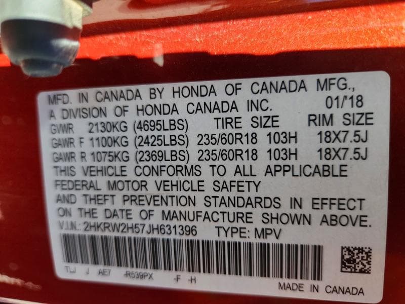 2018 HONDA CR-V EX 13