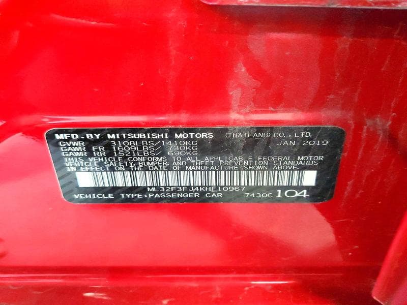 2019 MITSUBISHI MIRAGE G4 ES 12